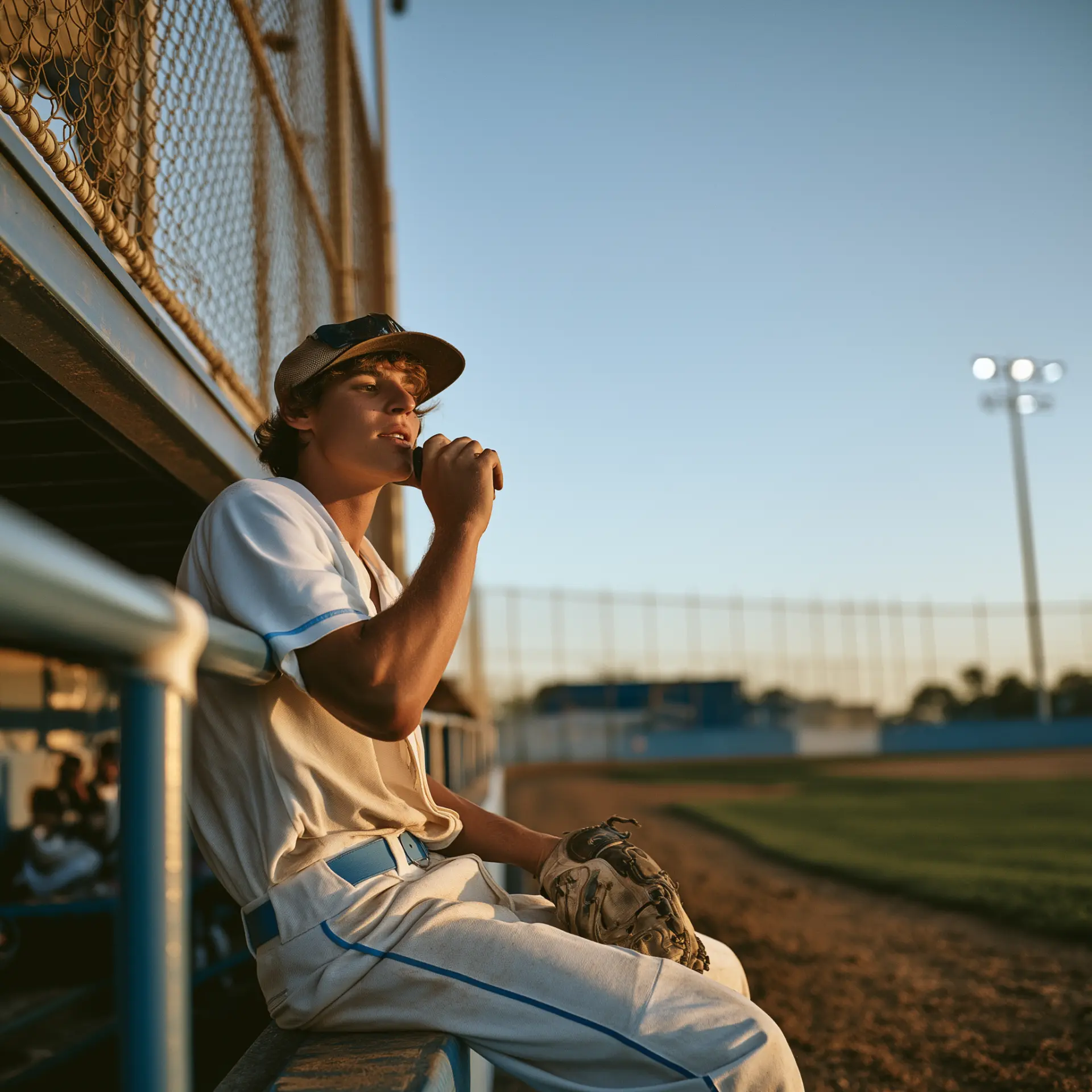 Player recording a voice note in the dugout